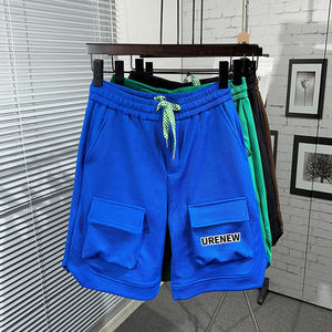 <b>Mens</b> Vintage Cotton Sweat <b>Shorts</b> Custom Logo High Street Style <b>Elastic</b> <b>Waist</b> 100 Percent Cotton Embroidered Basketball - Product Image 2