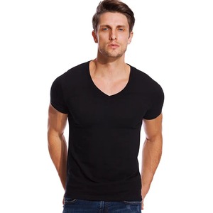 Camiseta de Cuello en V de Punto 100% Algodón para Hombre, Tops de Moda Deportiva de Alta Calidad, Manga Corta Delgada, Diseño Personalizable en Blanco, Tallas S-5XL - Product Image 4