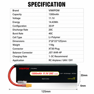 Batterie de drone lithium-ion ultra-haute capacité CE, remplacement de batterie de drone semi-solide 1300 mAh pour UAV, vol longue portée - Product Image 3