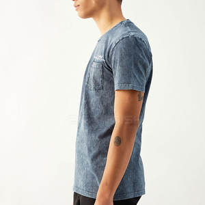 Camiseta de alta calidad de manga corta 100% algodón para hombre, camiseta de lavado ácido, Camiseta holgada con logotipo personalizado impreso para hombre - Product Image 2