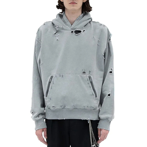 Jersey de manga larga de gran tamaño personalizado de calidad superior Sudadera con capucha de lavado ácido Sudaderas con capucha desgastadas para hombres - Product Image 5