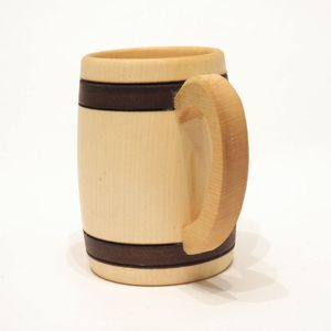 แก้วเบียร์ไม้คลาสสิกทำด้วยมือถ้วยไม้สีน้ำตาลแบบย้อนยุคพร้อมที่จับสำหรับชากาแฟไวน์เบียร์เครื่องดื่มร้อน - Product Image 4