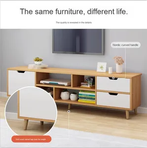Modern Simple <strong>Tall</strong> <strong>TV</strong> <strong>Cabinet</strong> for Small Apartments Classic Wooden Panel Home <strong>TV</strong> Stand in Bedroom &amp; Living Room Made From Plywood - Product Image 5