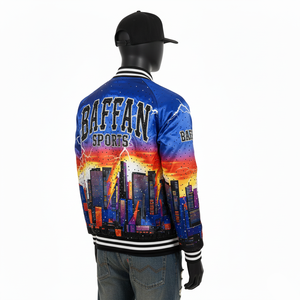 Chaqueta de Satén Premium, Tela Lisa y Brillante, Impresión por Sublimación Multicolor, Logotipo Personalizado, Ribete de Punto Acanalado, Chaqueta para Hombre - Product Image 3