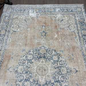 Alfombra Turca de 6.5x11 pies, Alfombra Vintage, Alfombra de Lana Ikat Azul - Product Image 4