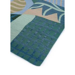 โอเรนดา บลู พรมขนสัตว์ทอแบบแบน DW-218 สำหรับตกแต่งห้องนั่งเล่นในบ้าน ลายกราฟิกนามธรรม พรมรูปสี่เหลี่ยมผืนผ้าสำหรับห้องโถง - Product Image 2