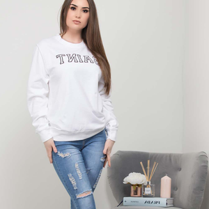 Sweat-shirt à col rond épais personnalisé pour femmes automne hiver décontracté Style vintage lettre broderie écologique respirant - Product Image 6