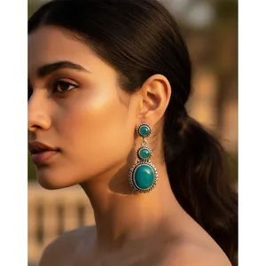 Boucles d'oreilles en argent 925 avec calcédoine bleue pour femmes, cadeaux romantiques pour fiançailles, mariage, anniversaire, fête, sertissage en rhodium - Product Image 2