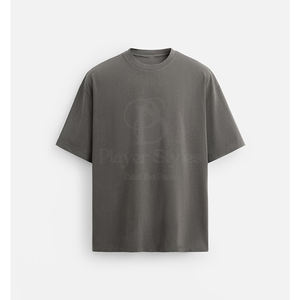 เสื้อยืดคอกลมผ้าคอตตอน100% โอเวอร์ไซส์สำหรับผู้ชายเสื้อเจอร์ซีย์ผ้าไหมลายลำลองออกแบบโลโก้ได้ตามต้องการ - Product Image 1