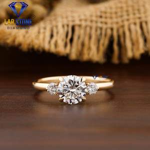 แหวนเพชรทรงกลม1.66 TDW หินสีเหลืองทองสามก้อนหิน cvd/hpht - Product Image 1