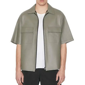 Camisas de Manga Corta de Cuero Genuino de Alta Calidad de Último Diseño en Venta, Camisas de Cuero para Hombre de Diseño de Alta Calidad - Product Image 1