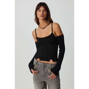 Chemisier court moulant à fines bretelles et fente en viscose pour femme ETHIQUET Mikela - Product Image 2