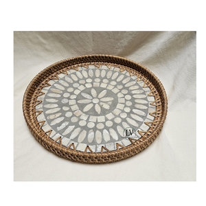 Prêt à expédier rotin naturel à bas prix avec incrustation de nacre servant des plateaux de rangement pour plateaux décoratifs en gros Vietnam - Product Image 5