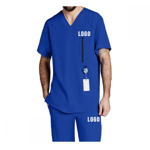 Uniforme d'hôpital élégant pour femmes Ensembles d'uniformes de couleur bleu marine Pull Vêtements de sécurité tricotés personnalisés Top Gommage de haute qualité - Product Image 5