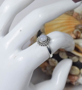 <b>Handmade</b> Ring <b>Jewelry</b> Best Classic Design Ring <b>Handmade</b> 925 Solid Sterling Silver Natural Blue Fire Rainbow Moonstone 925 Stamp - Product Image 2