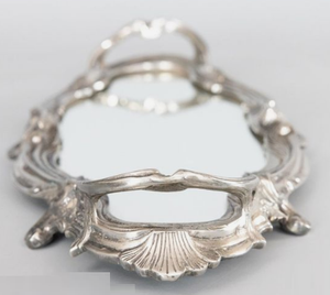 Elegante Flor de Oro borde decorativo bandeja para servir vela espejo metálico bandeja para decoración del hogar Oriental Navidad al por mayor de confianza - Product Image 4