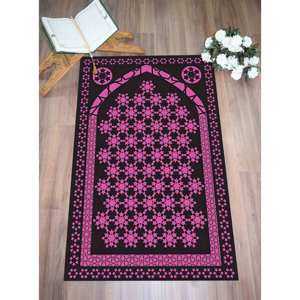 Alfombra de Oración Islámica Rosa y Negra: Elegante Decoración para Mezquita, con Alfombra Suave - Product Image 3