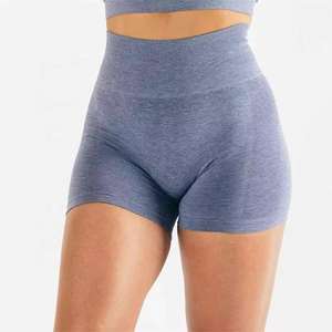 Medias de Yoga para gimnasio de cintura alta para mujer, pantalones cortos deportivos de realce sin costuras con Control de barriga, pantalones cortos de motorista con sonrisa - Product Image 5