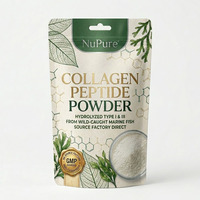 Sachet refermable mat à fond plat Rinpac, imprimé numériquement sur mesure, faible MOQ, haute barrière, en feuille, pour poudre de protéines de collagène et peptides