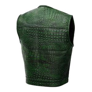 Chaleco de Cuero de Cocodrilo Personalizado para Motocicleta, Chalecos de Cuero Norteamericanos de Alta Calidad - Product Image 3
