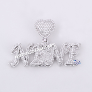 Meilleure vente de pendentif en or blanc massif 14 carats en diamant cultivé en laboratoire Hip Hop de qualité supérieure plaqué or au design personnalisé - Product Image 1