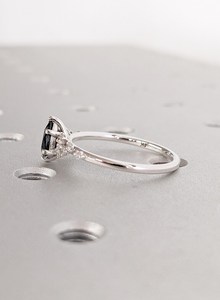 Bague de fiançailles saphir sarcelle bague de mariage unique Snowdrift bleu vert saphir Art déco bague en grappe pour les femmes - Product Image 4