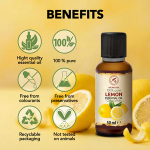 Aromatika 100% Pure Cold Pressed Lemon Peel Essential Oil 50ml Fresh Citrus Fragrance Natural Aromatherapy for Oily Skin - Product Image 2