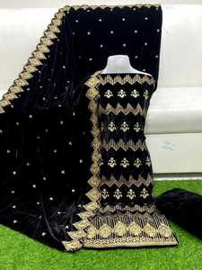 Broderie lourde Dupatta et robe en velours pakistanais pour femmes fait à la main Nakshi Dabka travail hiver femmes vêtements vêtements de fête - Product Image 4