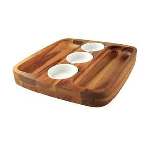 3 Pcs Assiette Ronde Vente Chaude Vaisselle en Bois d'Acacia Plateau de Service Assiette de Service en Bois Plateau de Nourriture Dernier Design - Product Image 2