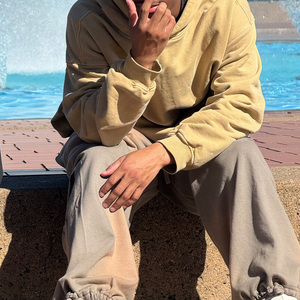 Sudadera con capucha lavada con ácido desgastada para hombre tela de algodón transpirable impresión personalizada bordado marca etiqueta privada al por mayor - Product Image 4