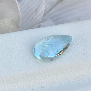 หินอัญมณีทรงหลังเบี้ยทรงลูกแพร์สีอความารีนจากธรรมชาติที่มีความมันวาวหลวมเหมาะสำหรับทำเครื่องประดับ1.58กะรัต - Product Image 1