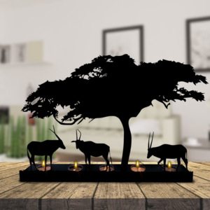 High Quality <b>Black</b> Metal Pillar <b>Holder</b> Modern Luxury Reindeer Design Handmade for Home Decoration Easter - Product Image 2