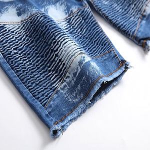 Pantalones cortos de mezclilla azul de la mejor calidad 100% algodón para hombre, ecológicos, informales, de cintura media, de punto recto, verano y otoño - Product Image 6