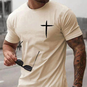 Camisetas de Moda con Estampado Cruzado para Hombre, Tendencia de Verano, Cuello Redondo, Camisetas de Manga Corta con Estampado 3D, Camisetas Holgadas de Estilo Urbano - Product Image 1