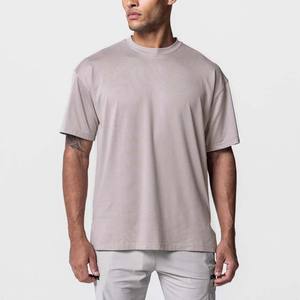 Camiseta deportiva de gran tamaño de Color sólido para hombre, ropa deportiva holgada de algodón de manga corta para exteriores con logotipo personalizado, ropa deportiva - Product Image 1