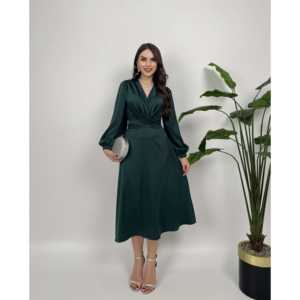 Robe trapèze en satin avec ceinture et taille naturelle 2052 - Product Image 3