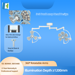 ไฟผ่าตัด LED แบบไร้เงา หัวคู่ ติดเพดาน ปรับอุณหภูมิสีได้ ความลึก 1200 สำหรับห้องผ่าตัด ได้รับมาตรฐาน CE ISO - Product Image 3