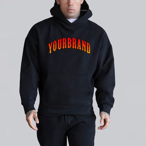 Sudaderas con capucha para hombre de algodón 100% de peso pesado, logotipo impreso DTF personalizado, color sólido, ropa de calle holgada, sudaderas básicas cómodas para hombres - Product Image 1