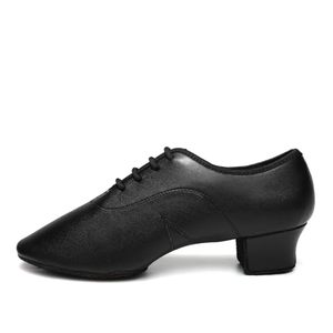 Chaussures de danse de salon/latine pour hommes en gros – Noir et blanc, tige synthétique, semelle extérieure en cuir véritable, semelle souple - Product Image 1