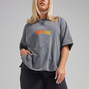 Alta calidad 100% algodón 220 GSM ligero de gran tamaño mujeres camiseta personalizada pantalla impresa Logo Hip Hop mujeres camisetas - Product Image 5