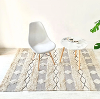 MORE Boho Moderner 4'x6' Baumwoll-Rechteckteppich Gewebter Geometrischer Dicker Mittelfloriger Teppich mit Quasten Waschbar Vielseitig Einsetzbar