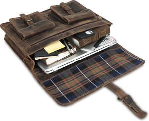 Genuine Leather Geometric Pattern 18" <b>Laptop</b> <b>Messenger</b> Briefcase <b>for</b> Unisex Luxury Eco-Friendly Large Capacity Office <b>Bag</b> - Product Image 5