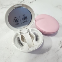 Faux cils magnétiques souples en gros, étui rond pour toilettes, sans colle, réutilisables, cils naturels, marque privée