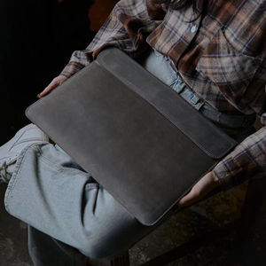 Housse pour ordinateur portable en cuir pleine fleur de qualité supérieure Protection intérieure souple pour les hommes d'affaires de bureau Utilisation d'étude de voyage - Product Image 1