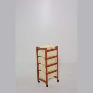 Premium Solid Beech Wood Storage Cart with Removable Tray and Food-Safe <b>Plastic</b> <b>Baskets</b>-Modern Design for Versatile Home Use - Product Image 2