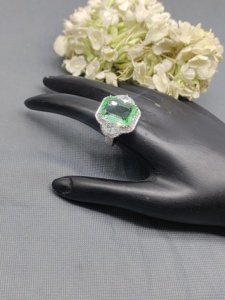 แหวนนิ้วสไตล์คลาสสิกประดับเพชรแบบอเมริกัน รุ่น Sku-5966 E4 ทำจากทองเหลืองชุบโรเดียม - Product Image 5