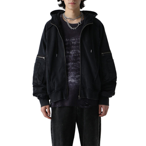 ชุดแทรคสูทผู้ชายทรงโอเวอร์ไซส์ผ้าคอตตอนหนานุ่มคุณภาพสูง สไตล์วินเทจ แต่งลายปะติด พร้อมกระเป๋าซิปแบบคาร์โก้ - Product Image 2