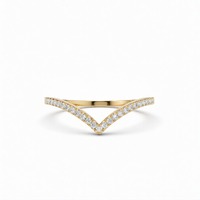 Trendiger Chevron 0,14 Karat 1,00mm Runder Brillantschliff Diamant Micro Pavé Fassung Diamantring Feiner 14k Massivgold Ring Wunderschönes Geschenk