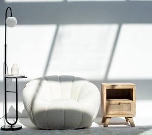 Armoire de chevet moderne en bois de manguier massif finition naturelle tiroir en rotin pour rangement chambre salon salle à manger école hôtel utilisation - Product Image 2