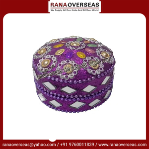 Caja de hierro redonda púrpura con tapa para Sindoor Kumkum Vermillion y chicas, organizador de almacenamiento de joyas - Product Image 3